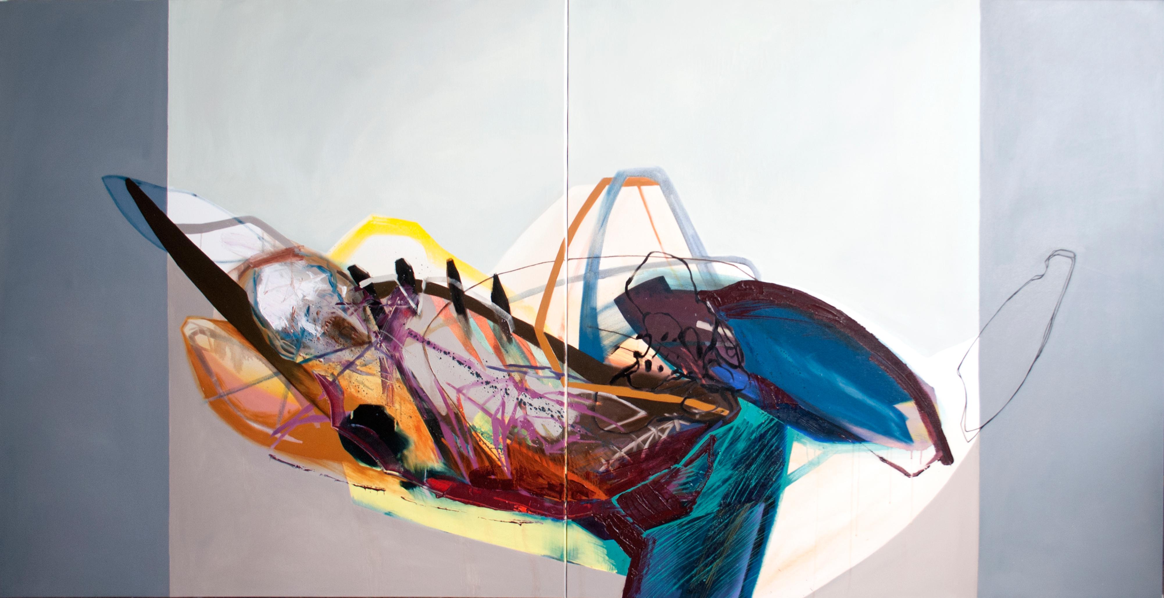 Figurative Painting de Agata Czeremuszkin-Chrut - SERIE: CARNE&GEOMETRÍA -  Díptico: Carne y Geometría IX - (Pintura de Gran Formato)