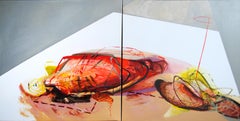 SERIES: MEAT&GEOMETRY - Diptych: Meat and Geometry VI - (Large Format Painting)