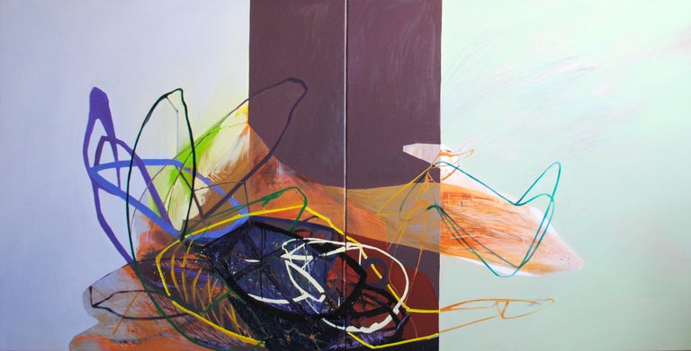 Agata Czeremuszkin-Chrut Abstract Painting - SERIES: MEAT&GEOMETRY - Diptych: Meat and Geometry VII  (Large Format Painting)