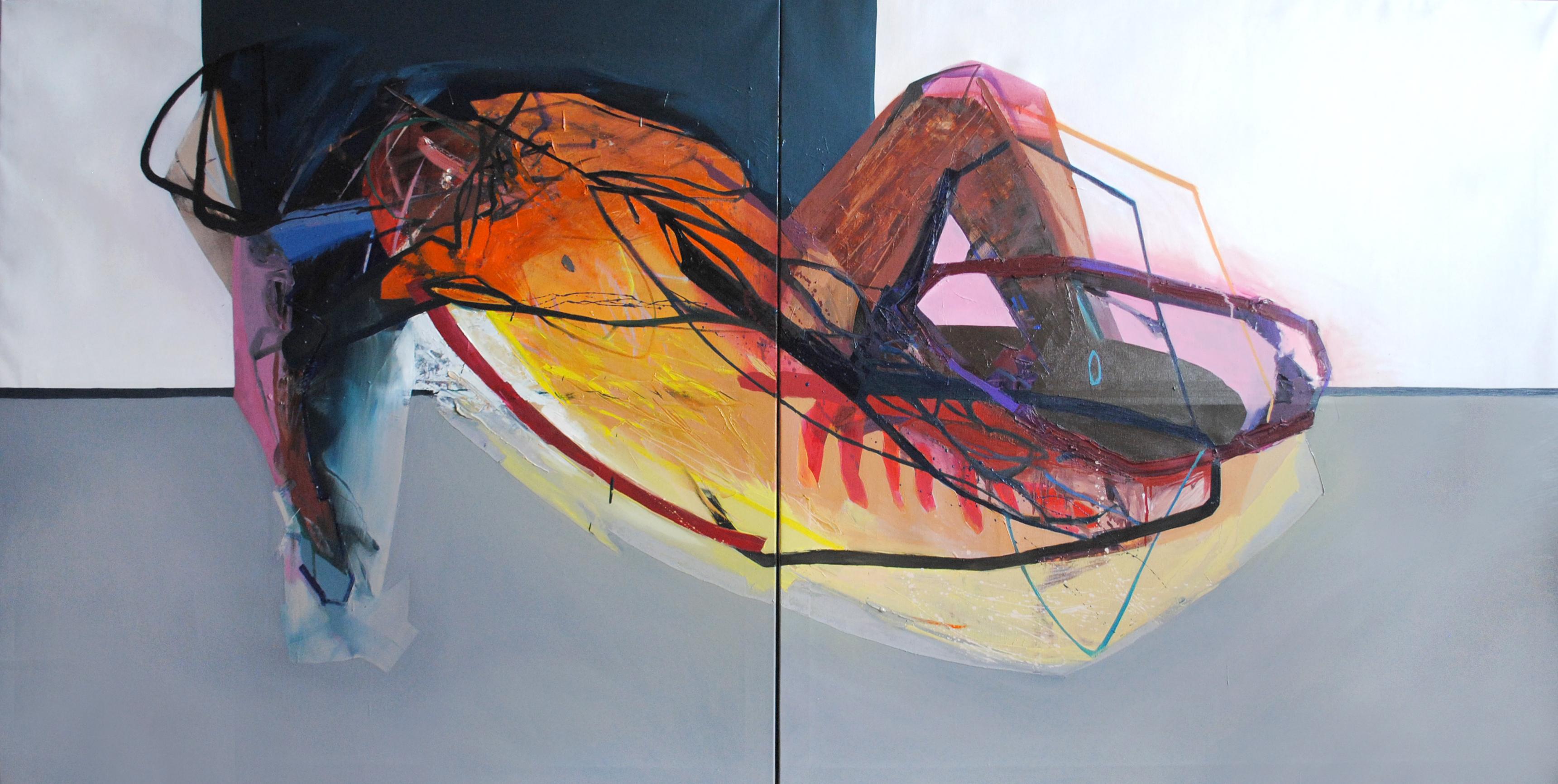 Abstract Painting de Agata Czeremuszkin-Chrut - SERIE: CARNE&GEOMETRÍA - Díptico: Carne y Geometría VIII  (Pintura de gran formato)