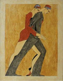 Two of them - 21st Century, Dancing Couple, Contemporary Figurative Oil Painting