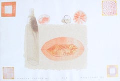 Still life 10 - Contemporary Mixed Media Drawing, Figurative, Peach tones
