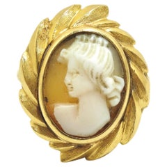 Agate 18k Gold Cameo Lady Portrait Ring