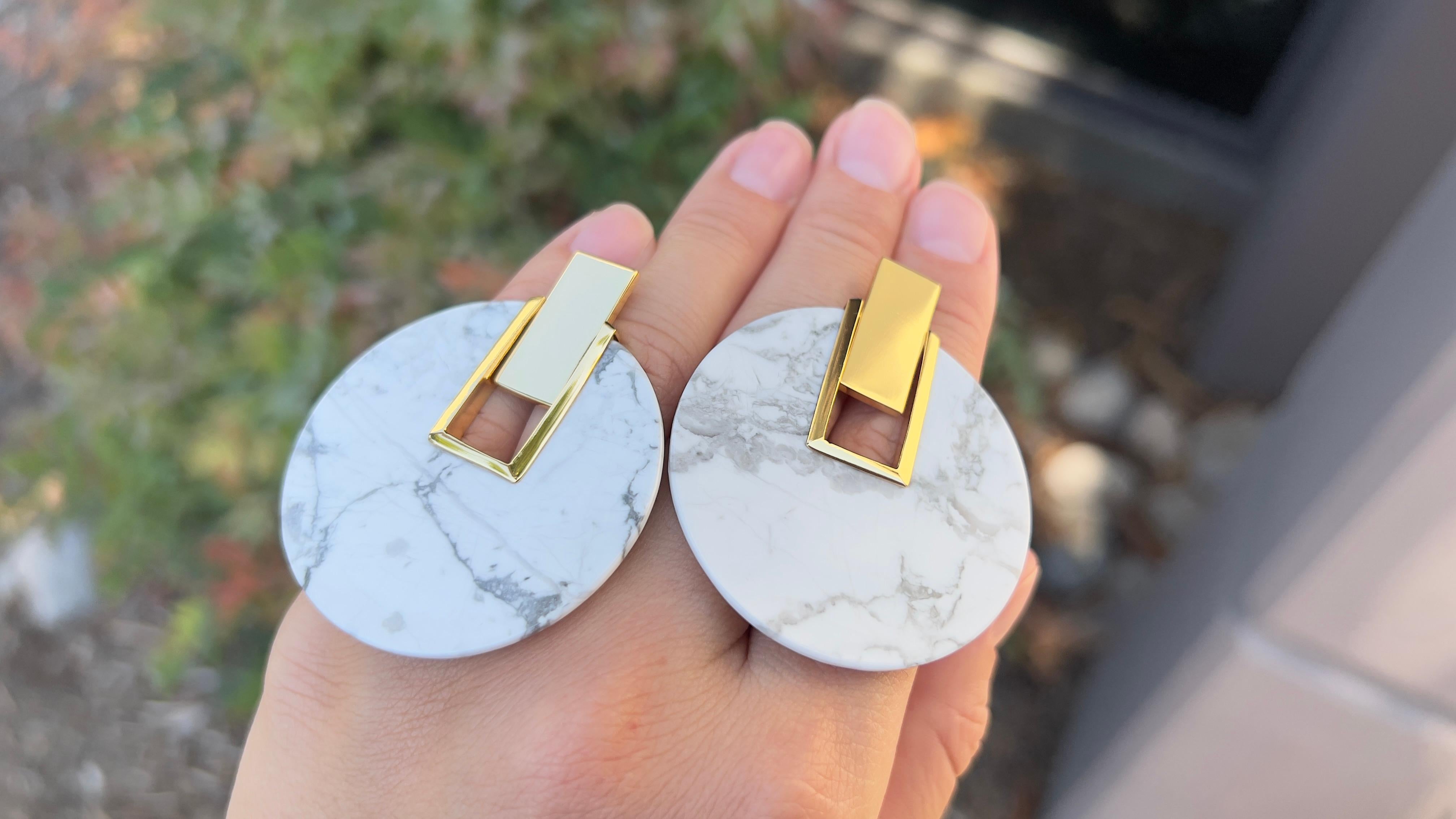 Modern Agate & 18K Gold Over SterlingSilver Earrings For Sale