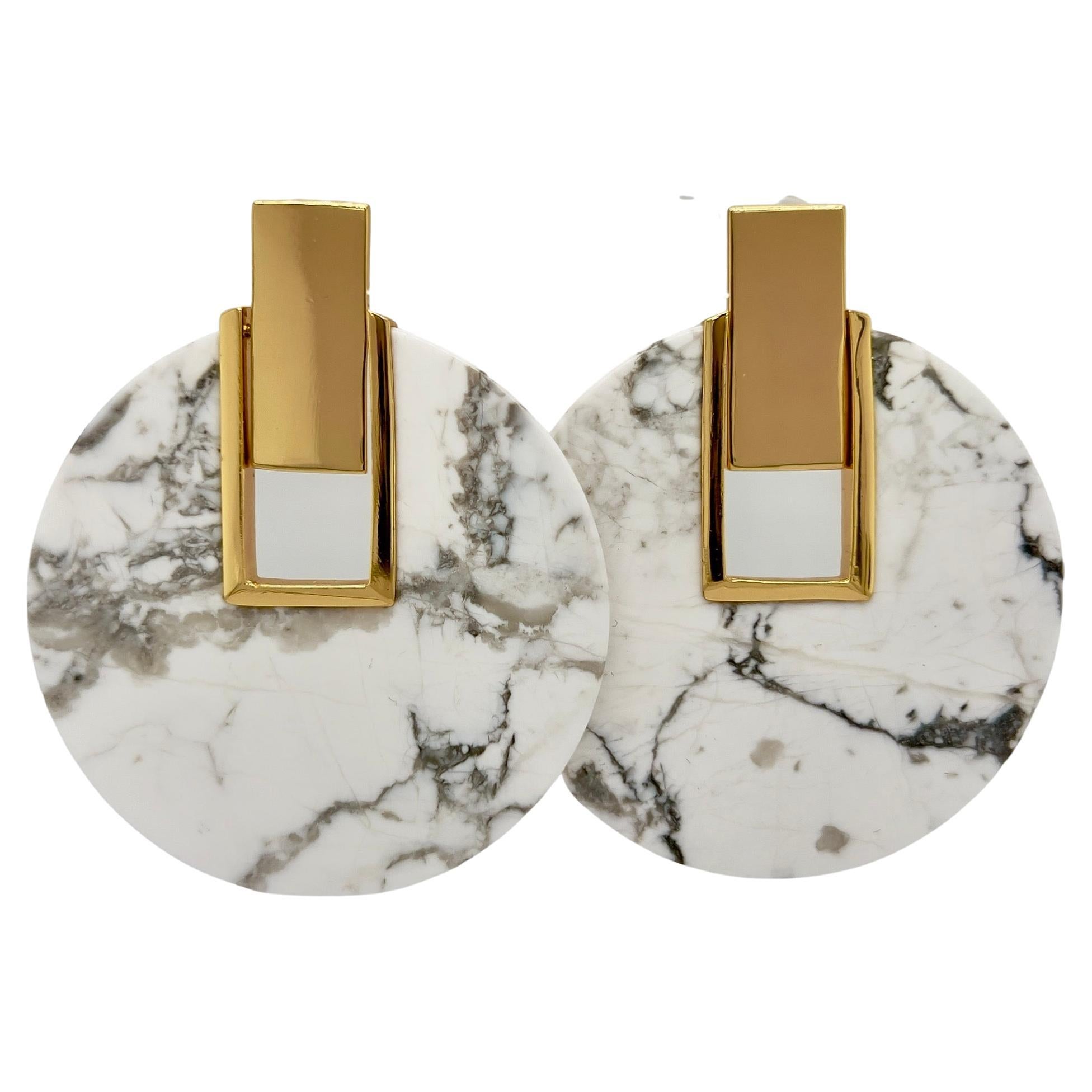 Agate & 18K Gold Over SterlingSilver Earrings For Sale