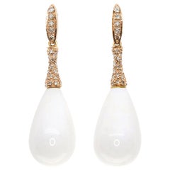 Agate and Diamond Earrings in 18 Karat Rose Gold