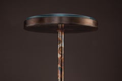 Agate and Polished Bronze End/Drinks Table with Glass Top
