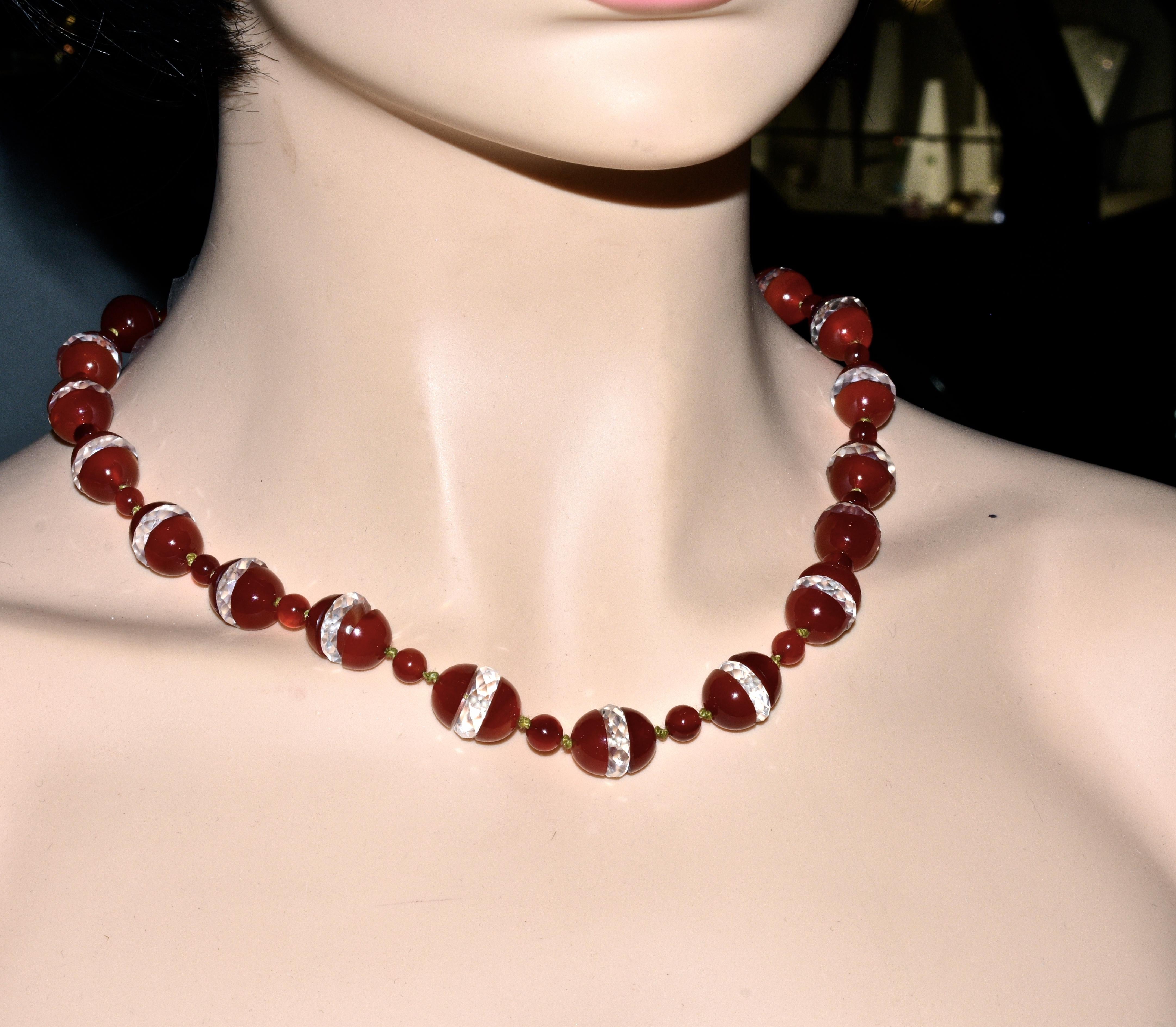 Art Deco Agate and Rock Crystal Necklace, circa 1925