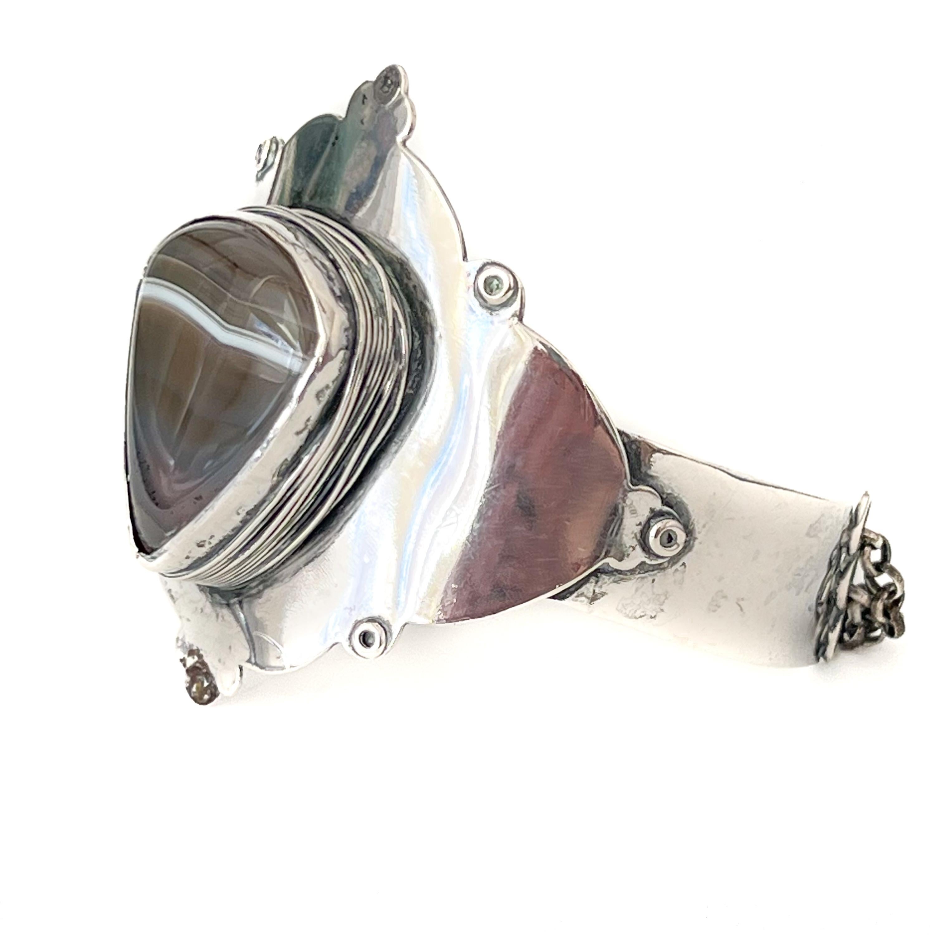 Modernista Bracciale modernista in agata e argento in vendita
