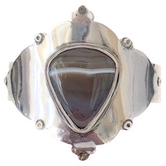 Agate and Silver Modernist Bracelet