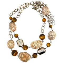 Agate and Tiger's Eye Statement Necklace