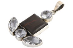 Ciondolo in argento sterling con agata e topazio bianco