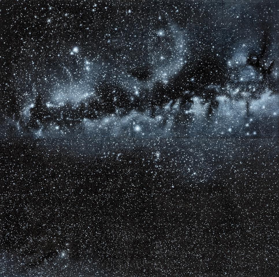 Landscape Painting di Agate Apkalne - Galleria dell'Universo. 2018, tela, tecnica d'autore, 200x200cm