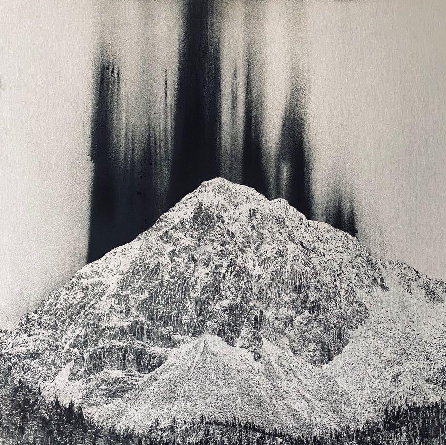 La Montagne endormie. 2021, toile, huile, 80 x80 cm