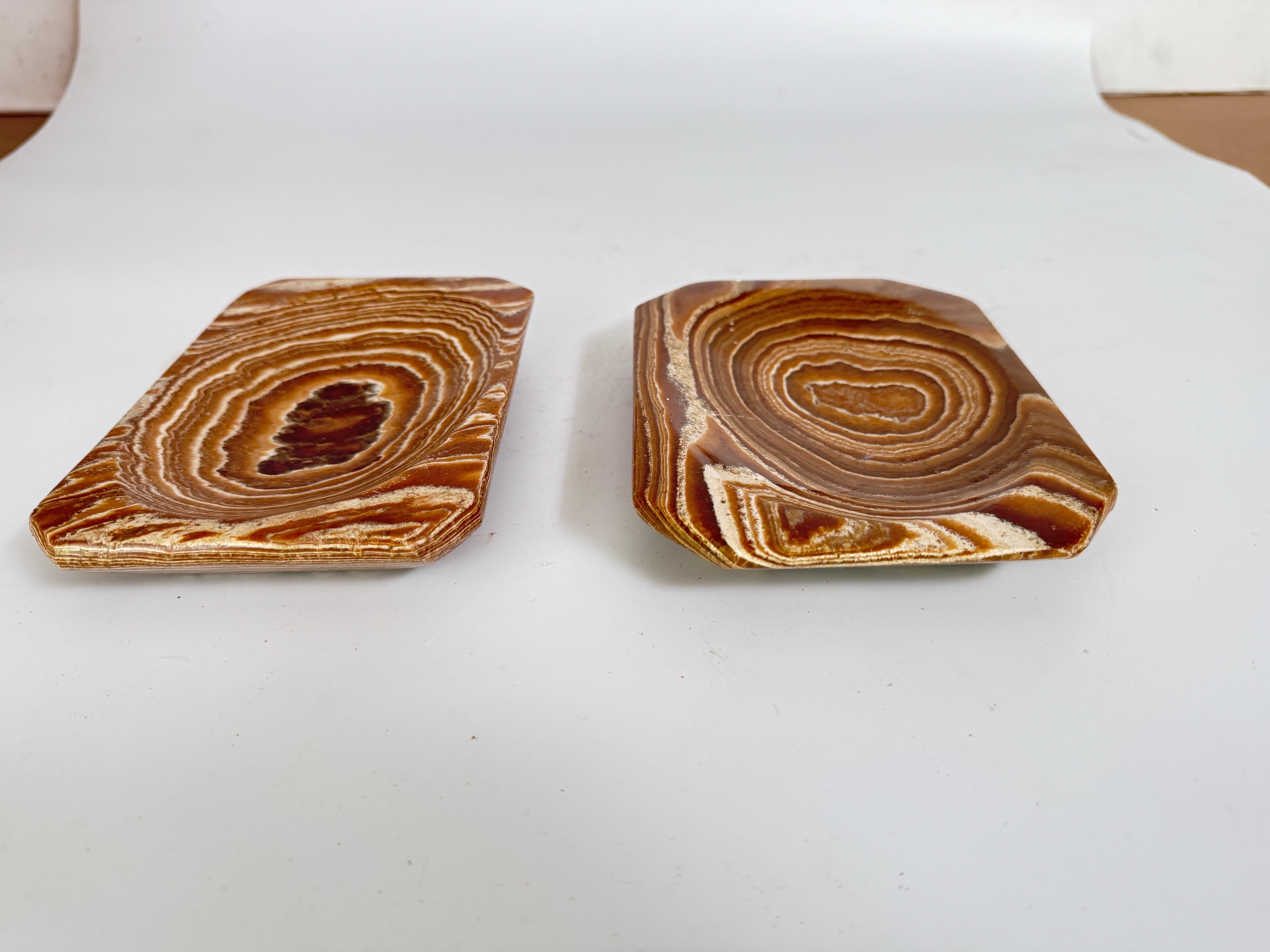 Agate Ashtray or Vide Poche, Brown Color Italy 1970 Set of 2 For Sale 2