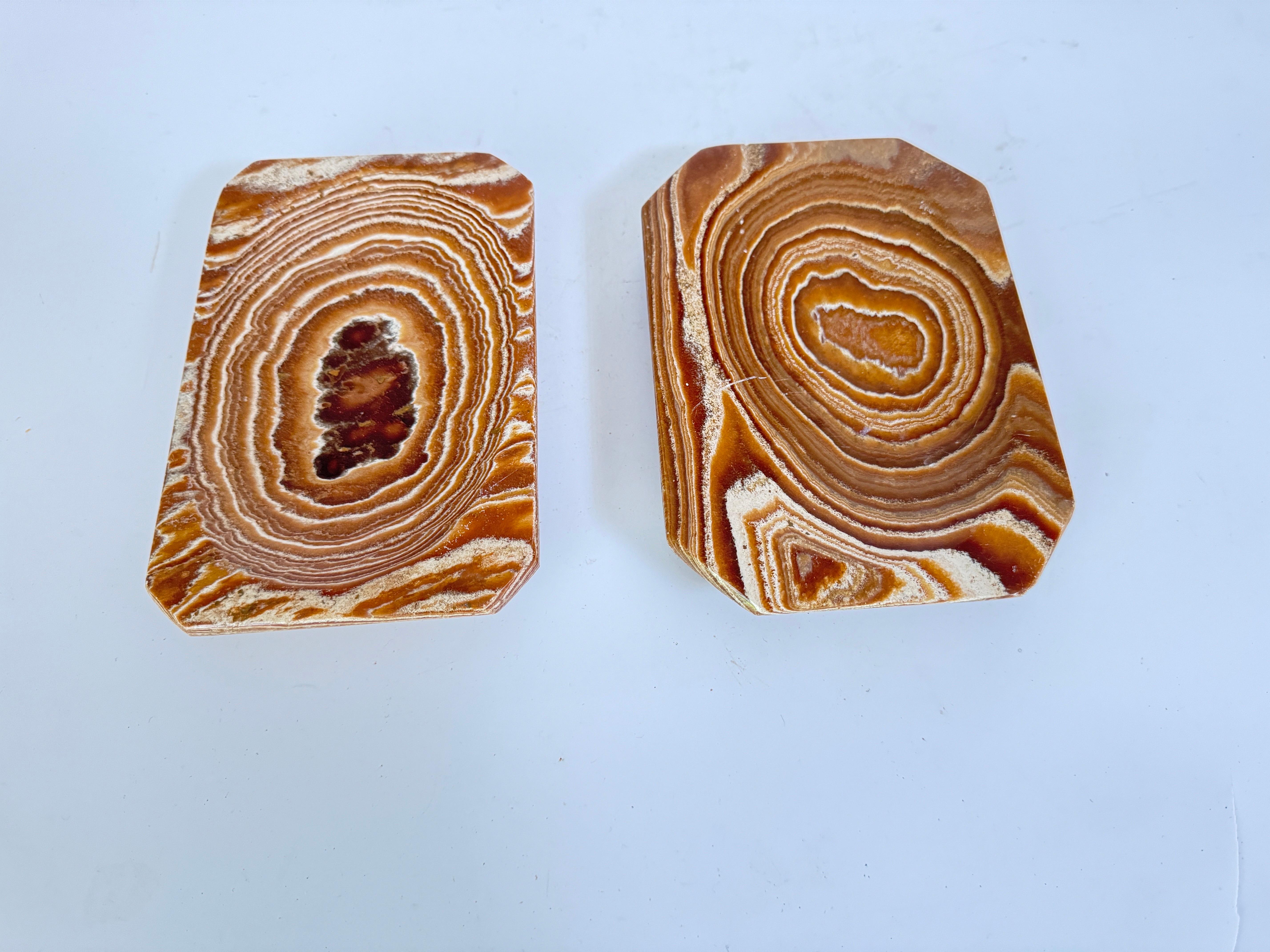 Agate Ashtray or Vide Poche, Brown Color Italy 1970 Set of 2 For Sale 3