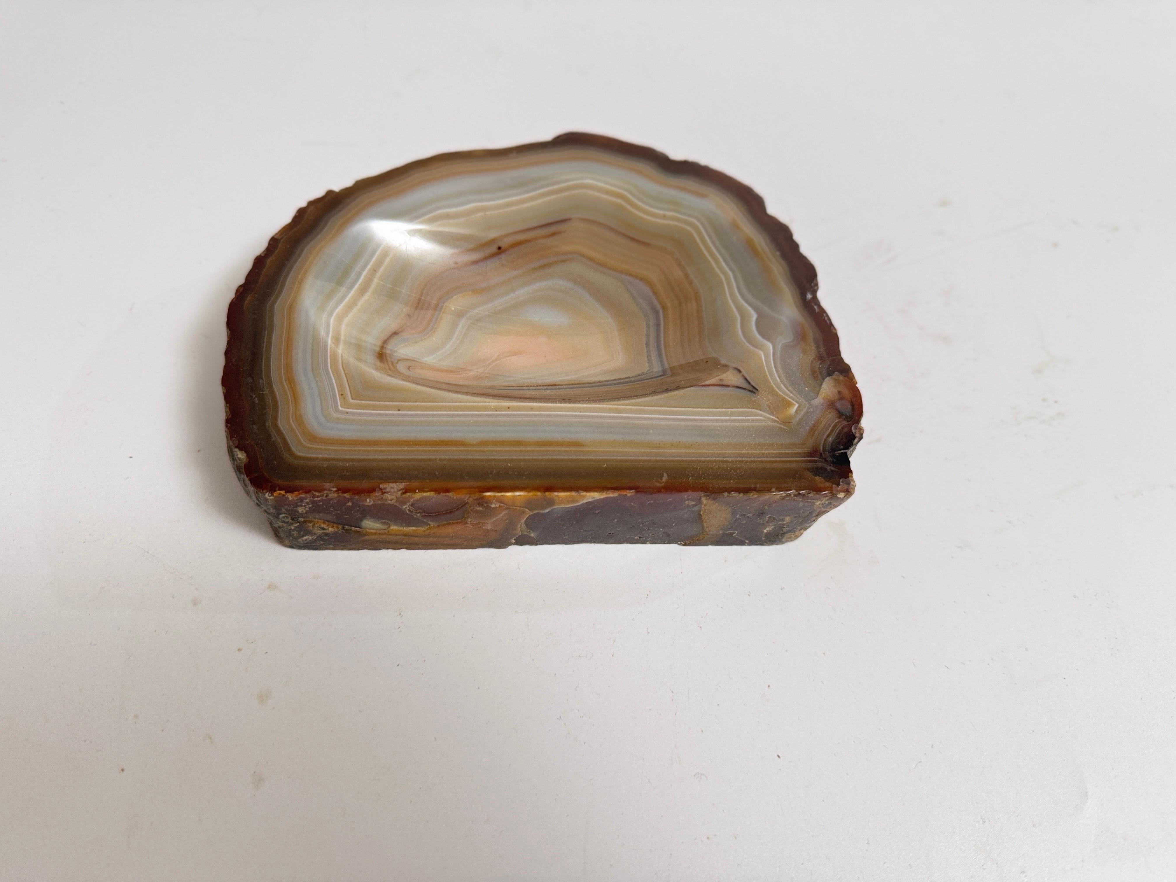Brutalist Agate Ashtray or Vide Poche, Grey and Brown Color, Italy 1970 For Sale