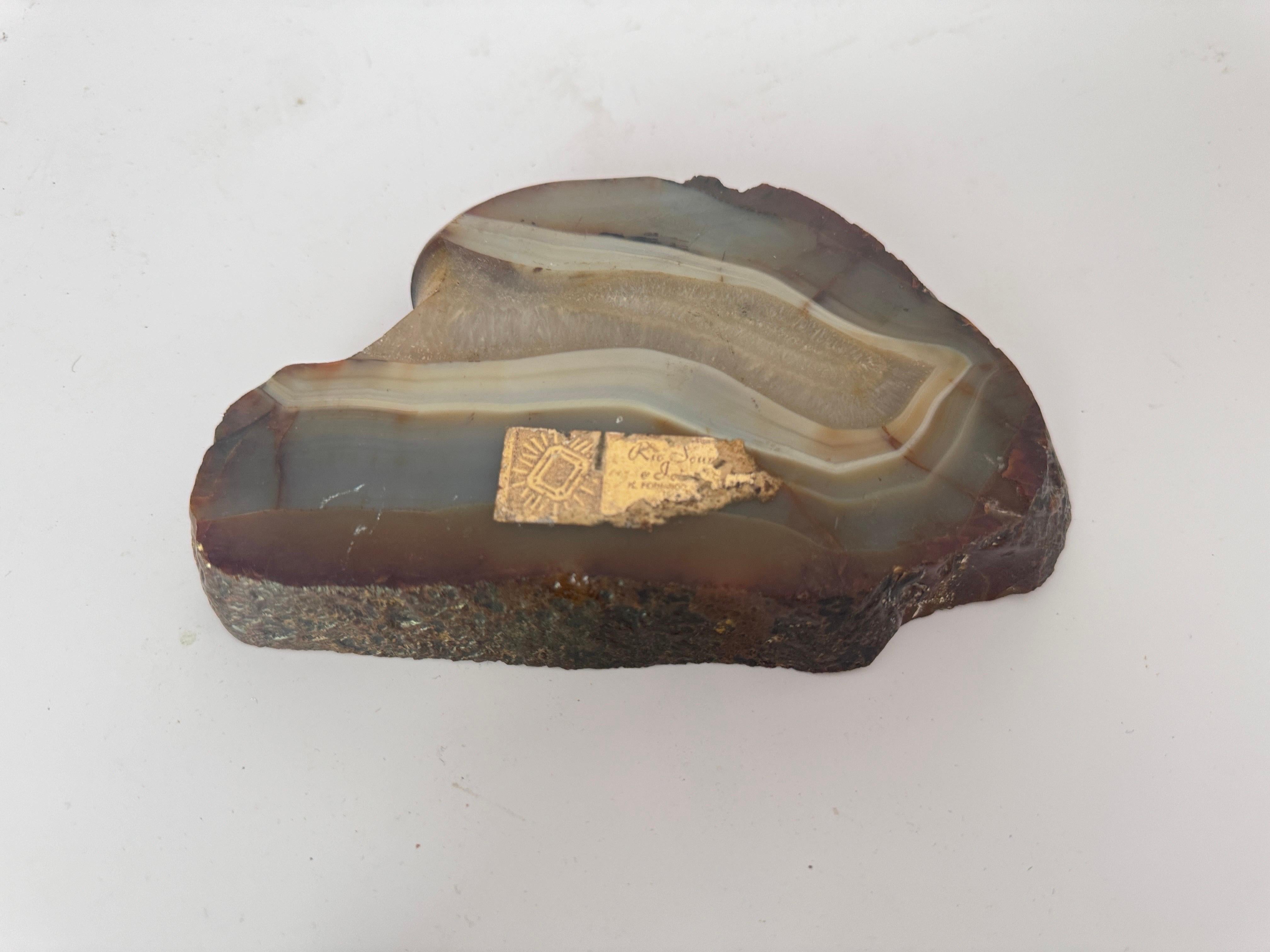 Agate Cendrier ou Vide Poche en agate, couleur grise et Brown, Italie 1970 en vente