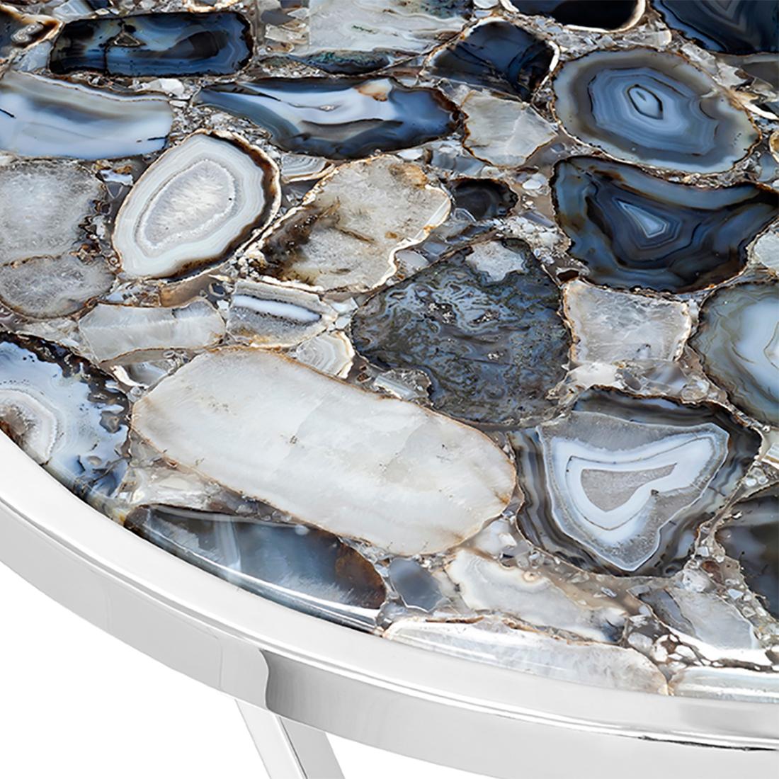 Fait main Table d'appoint Agate Blue en vente
