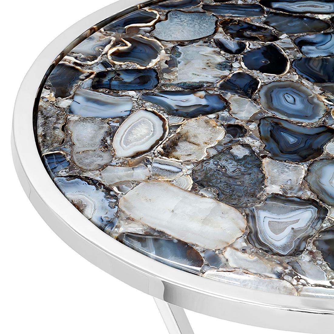 Italian Agate Blue Side Table For Sale