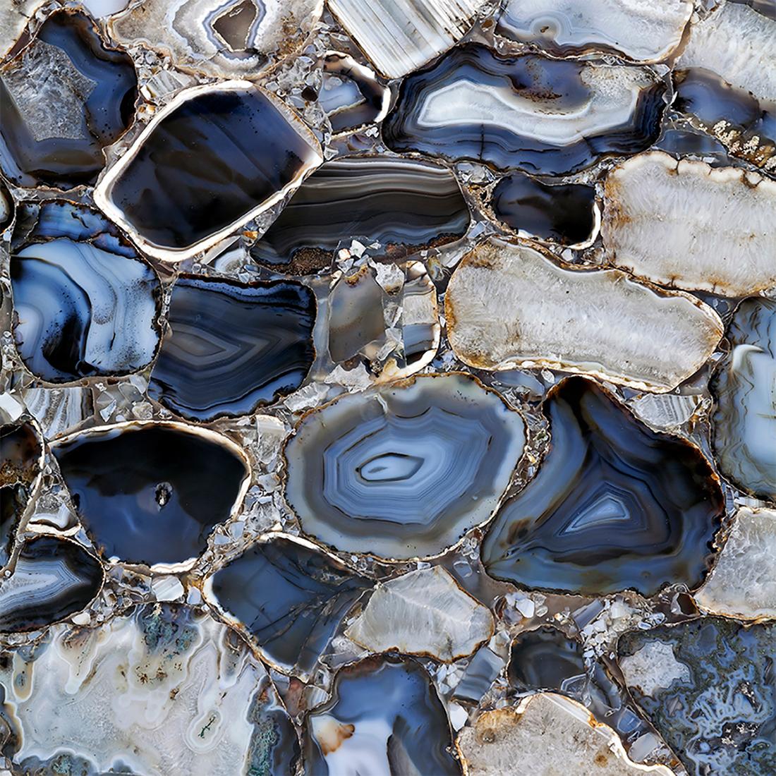Acier inoxydable Table d'appoint Agate Blue en vente
