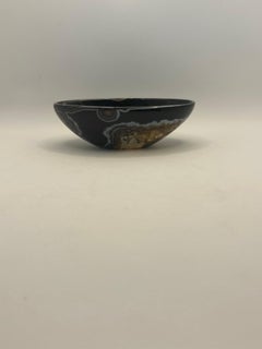 Bol en agate sculpté à la main de forme ovale, Brésil, 1980