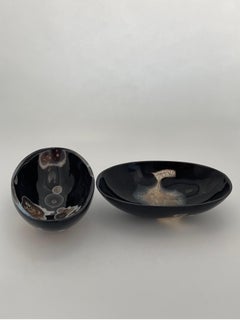 Hand-Carved Agate Bowl, Mid-Century Modern, Brazil 1990