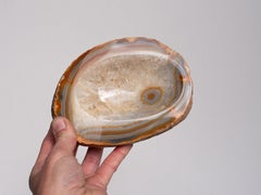 Cuenco de ágata - Baratija de piedra preciosa - Colores naranja y blanco - Años 70