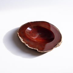 Agate Catchall Bowl- Stone Vide Poche in Orange and Brown colors - 1970s