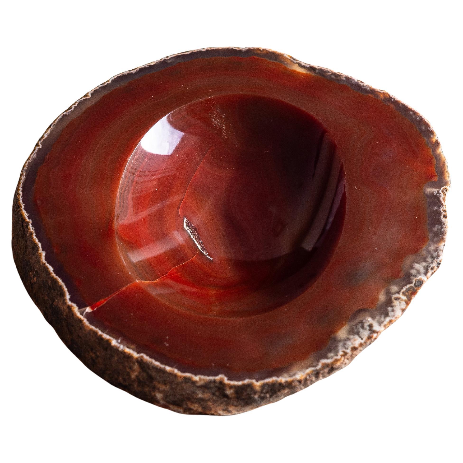 Agate Catchall Bowl- Stone Vide Poche in Orange and Brown colors - 1970s