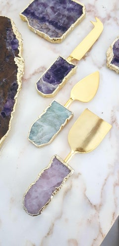 Agate Cheese Board Knives and Coasters