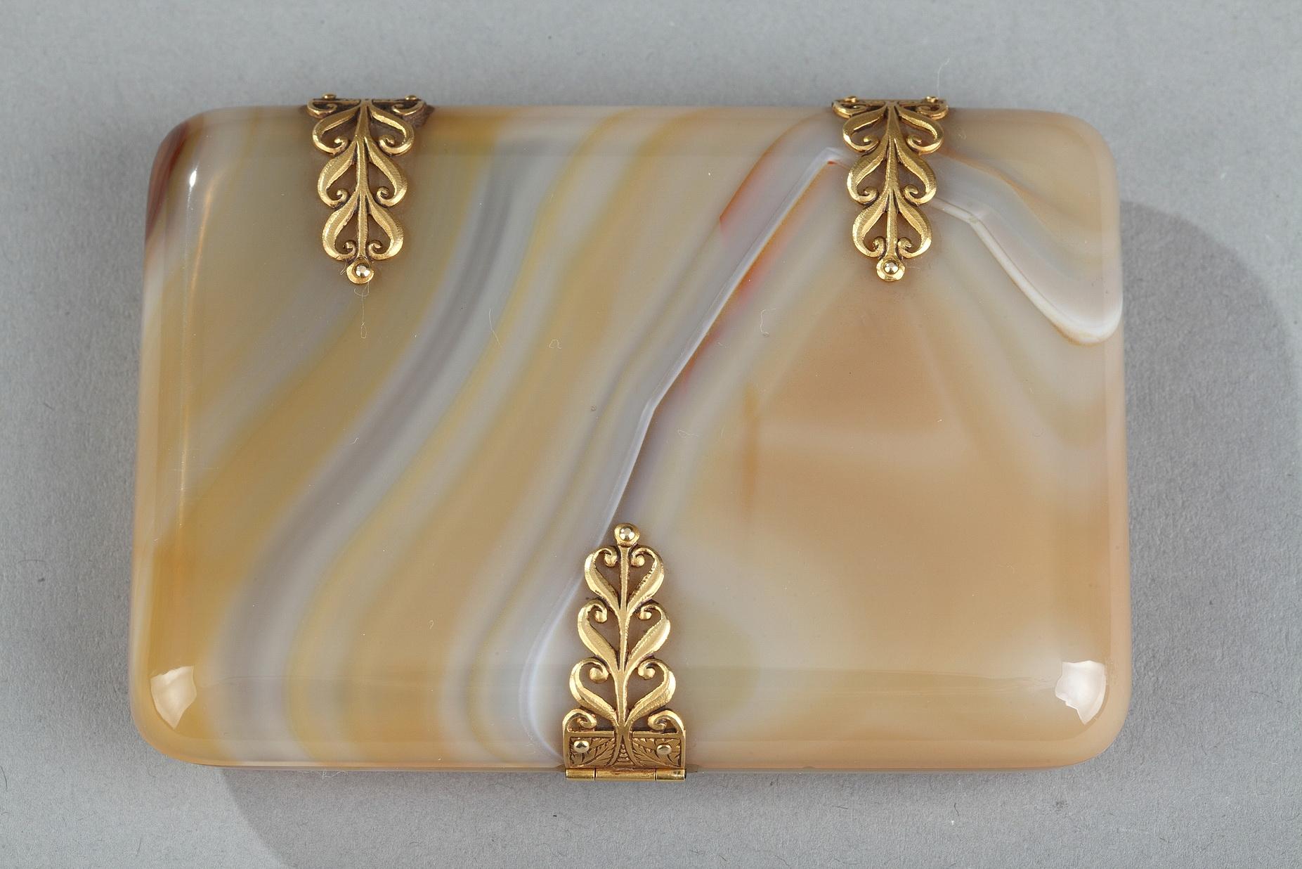Art Deco Agate Cigarette or Card Case with Golden Tints