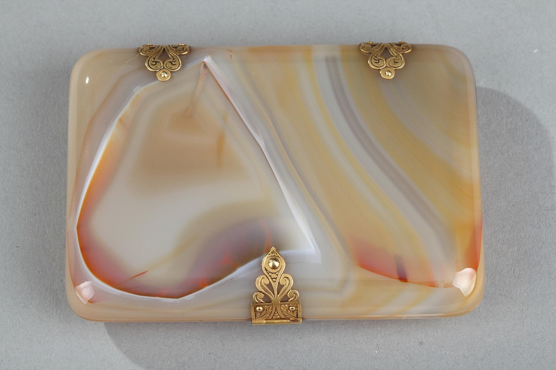 French Agate Cigarette or Card Case with Golden Tints