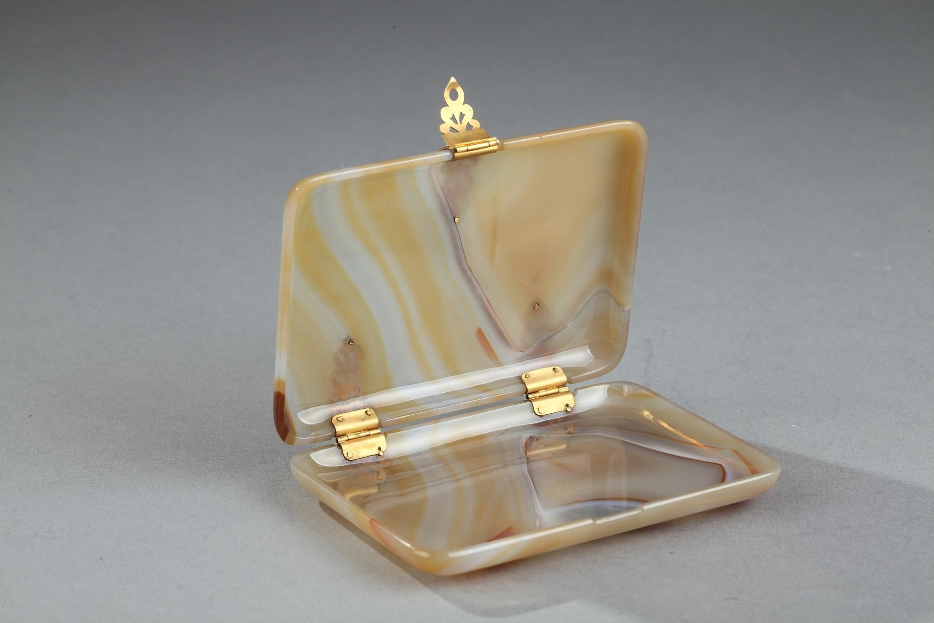 Agate Cigarette or Card Case with Golden Tints In Good Condition In Paris, FR
