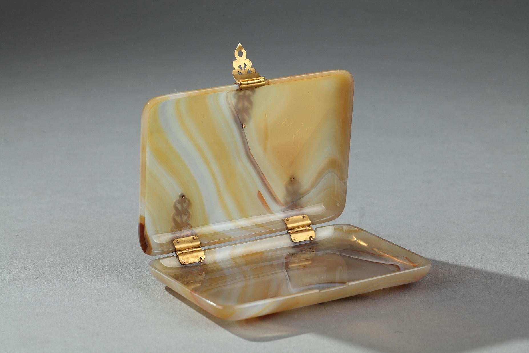 Early 20th Century Agate Cigarette or Card Case with Golden Tints
