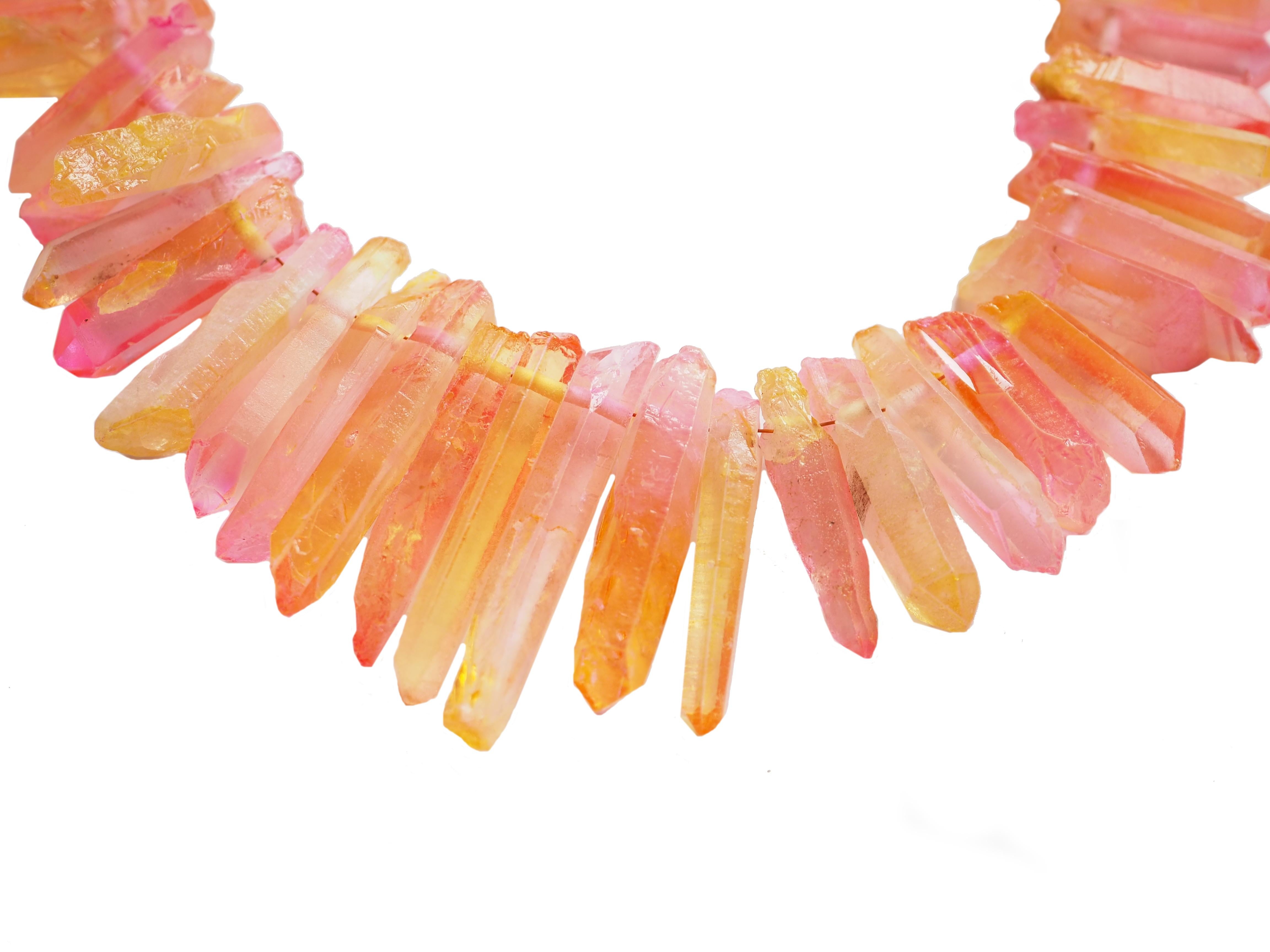 Artisan Agate Colored Crystal Necklace For Sale