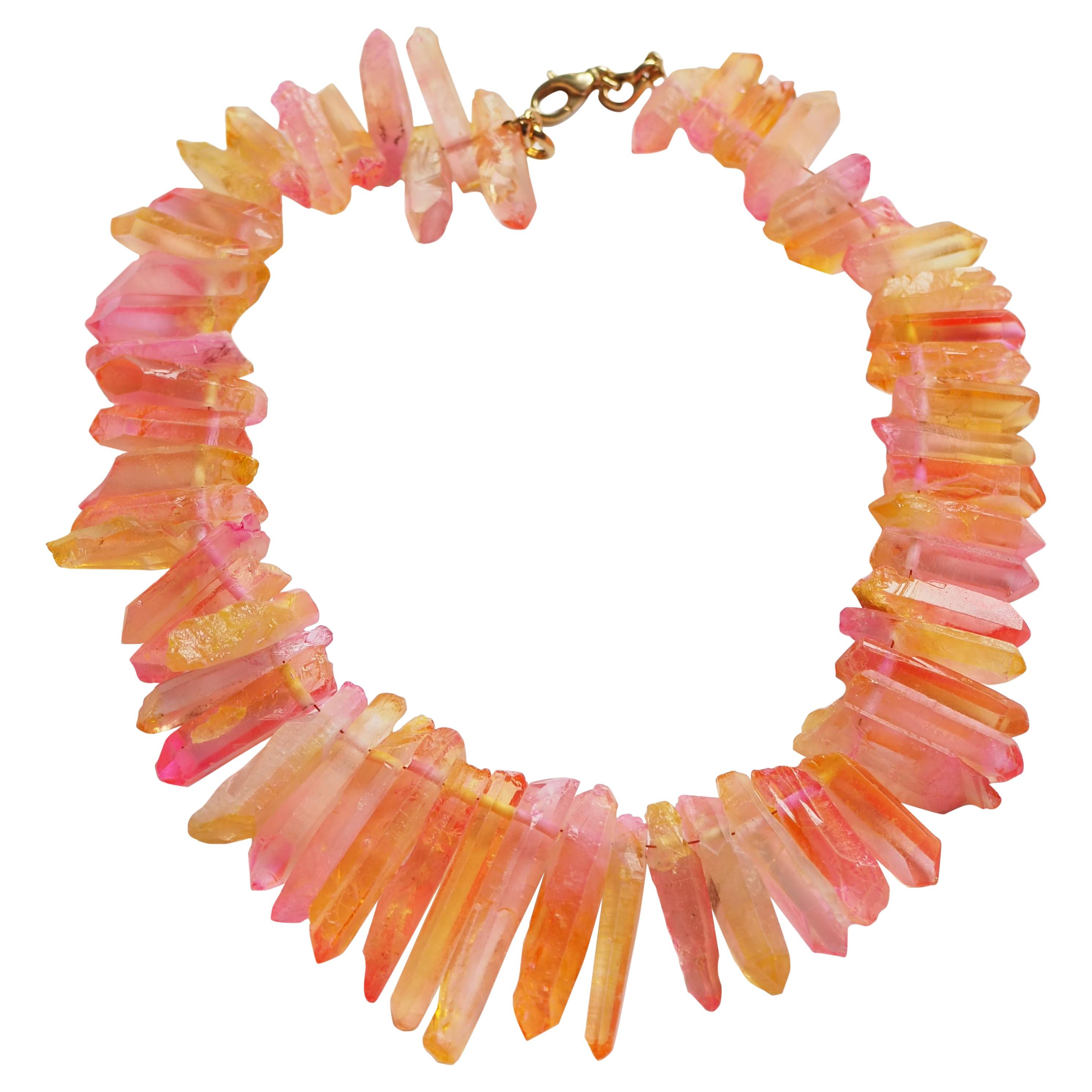 Agate Colored Crystal Necklace For Sale
