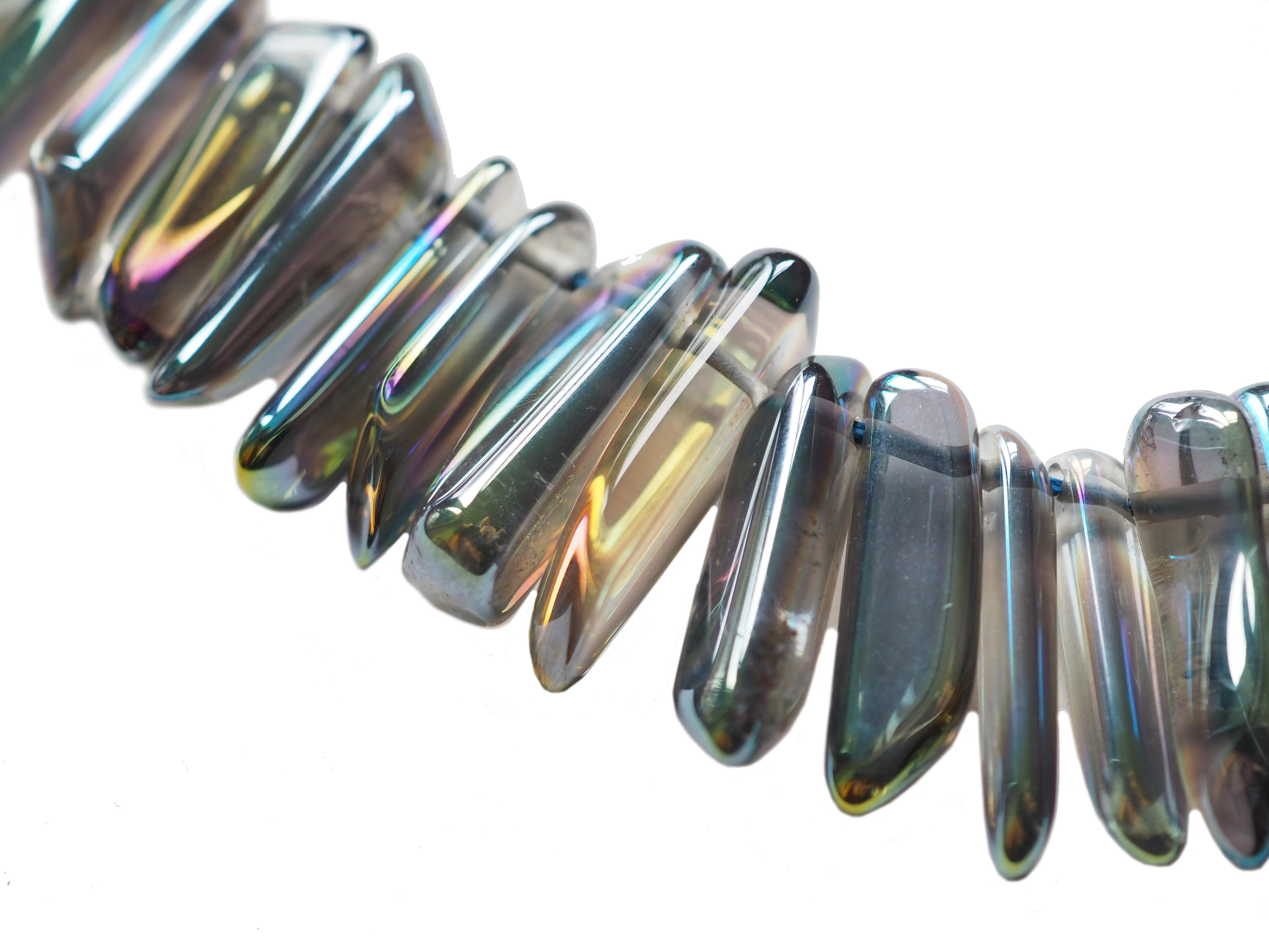 Achat-Kristall Blu Opalescent Farbe Perlenkette (Kunsthandwerker*in) im Angebot