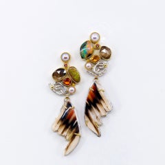 Agate Earring Boulder Opal Pearl Golden Sapphire 22k 18k Sterling Silver