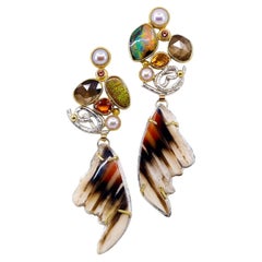 Agate Earring Boulder Opal Pearl Golden Sapphire 22k 18k Sterling Silver
