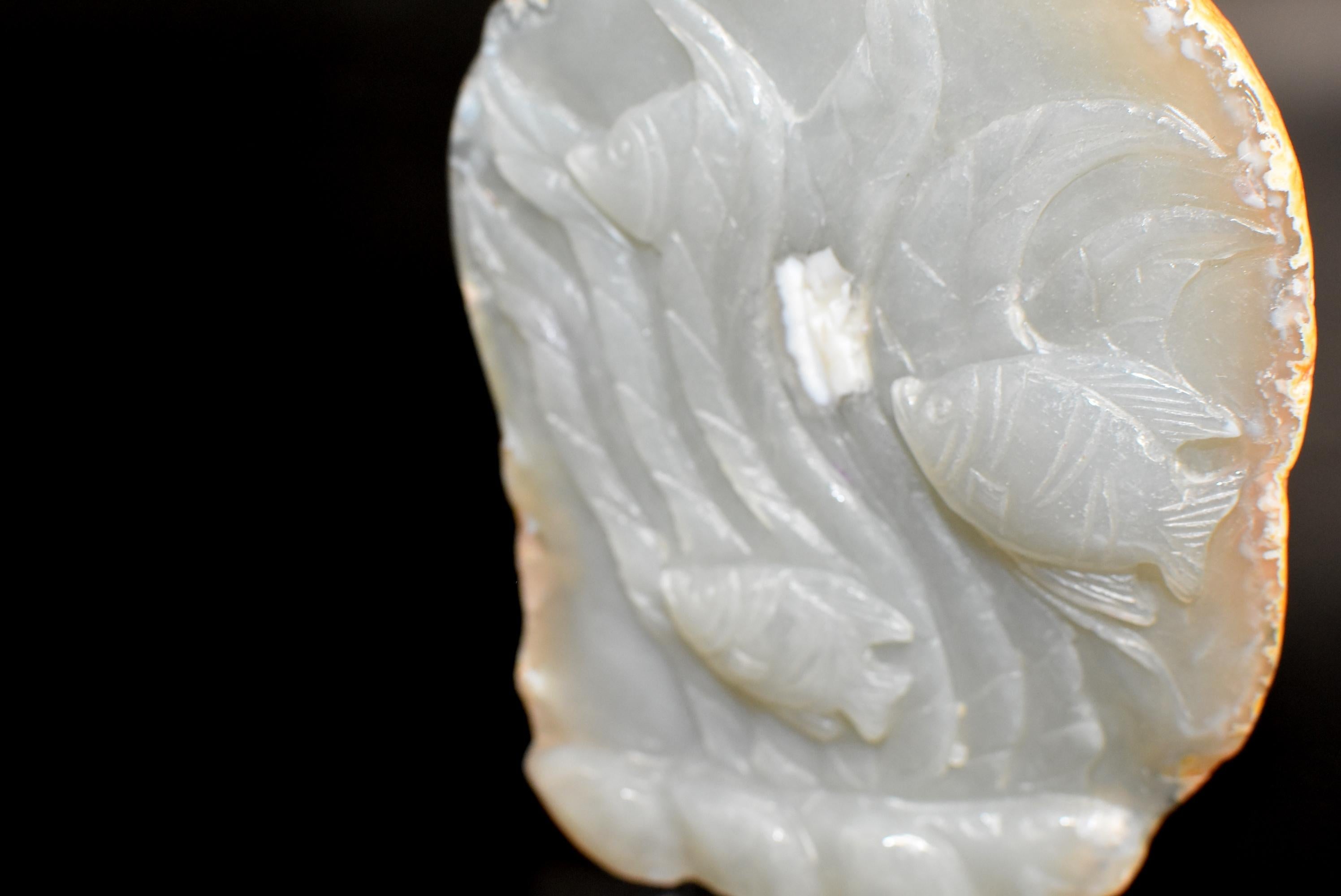 Sculpté à la main Poisson Agate en vente
