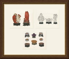 Agate Fishes, Rock Crystal and Chalcedony, Three Hard Stone Plates, 1911