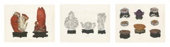 Agate Fishes, Rock Crystal and Chalcedony, Three Hard Stone Plates, 1911