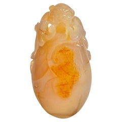 Agate Hand Held Foo Dog Charm Statue