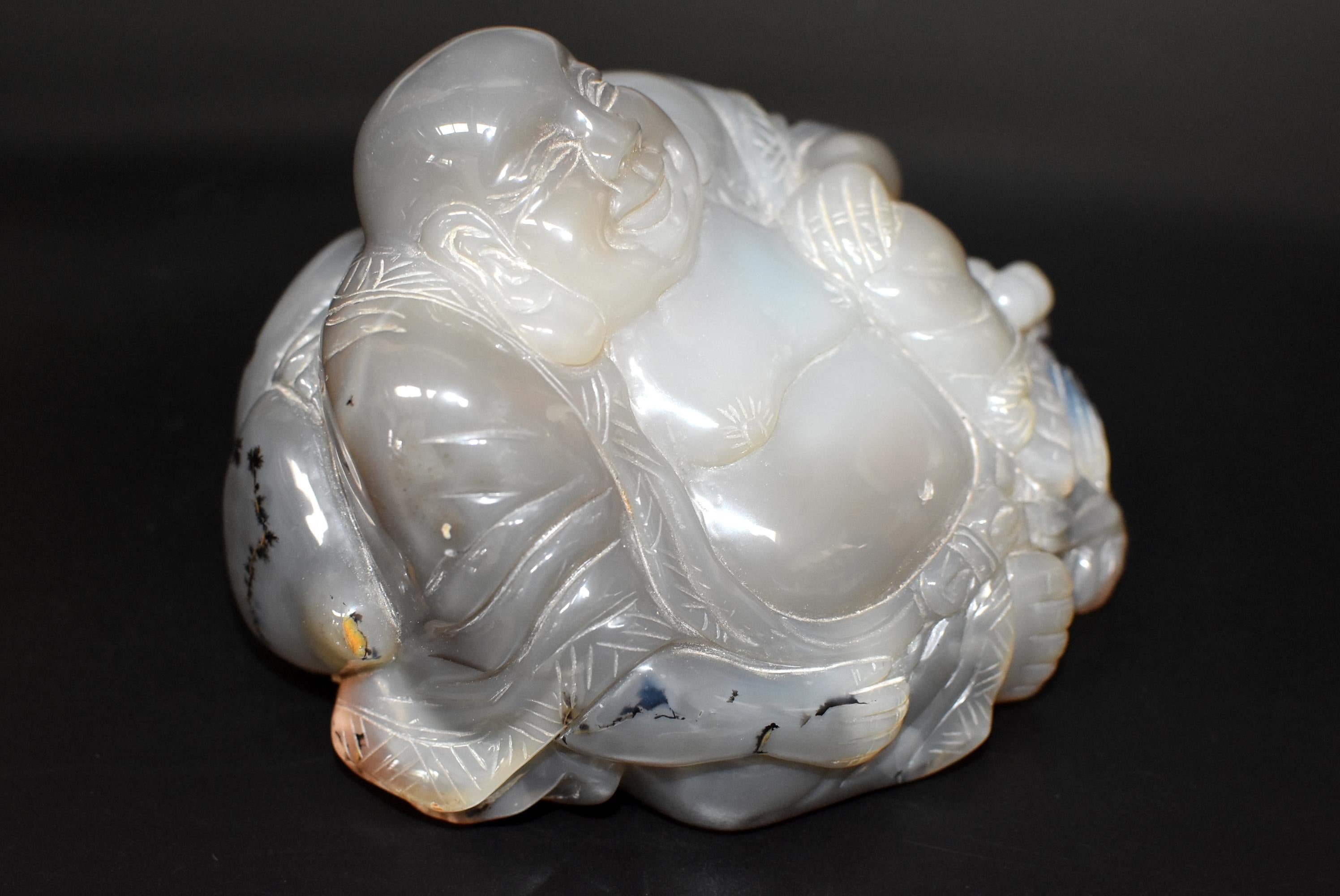 Hand-Carved Agate Happy Buddha 3 lb For Sale