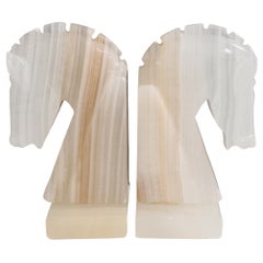 Agate Horse Bookends, a Pair