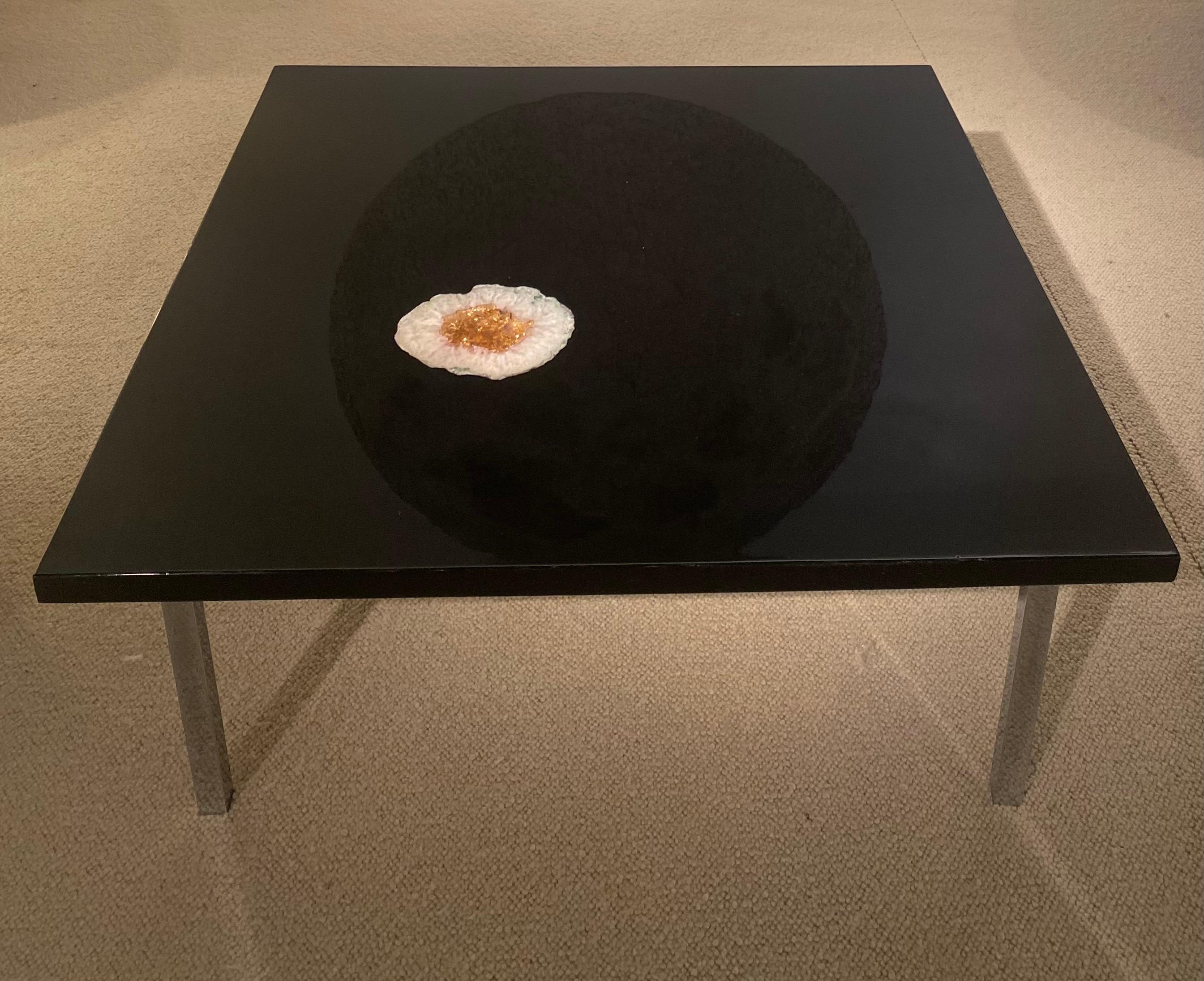 Agate Inlaid Coffe Table by Philippe Barbier For Sale 6