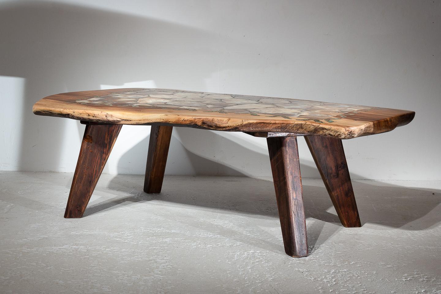 1970s coffee table with beautiful inlaid agate top.

 