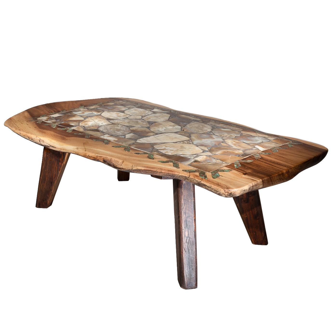 Agate Inlaid Coffee Table For Sale