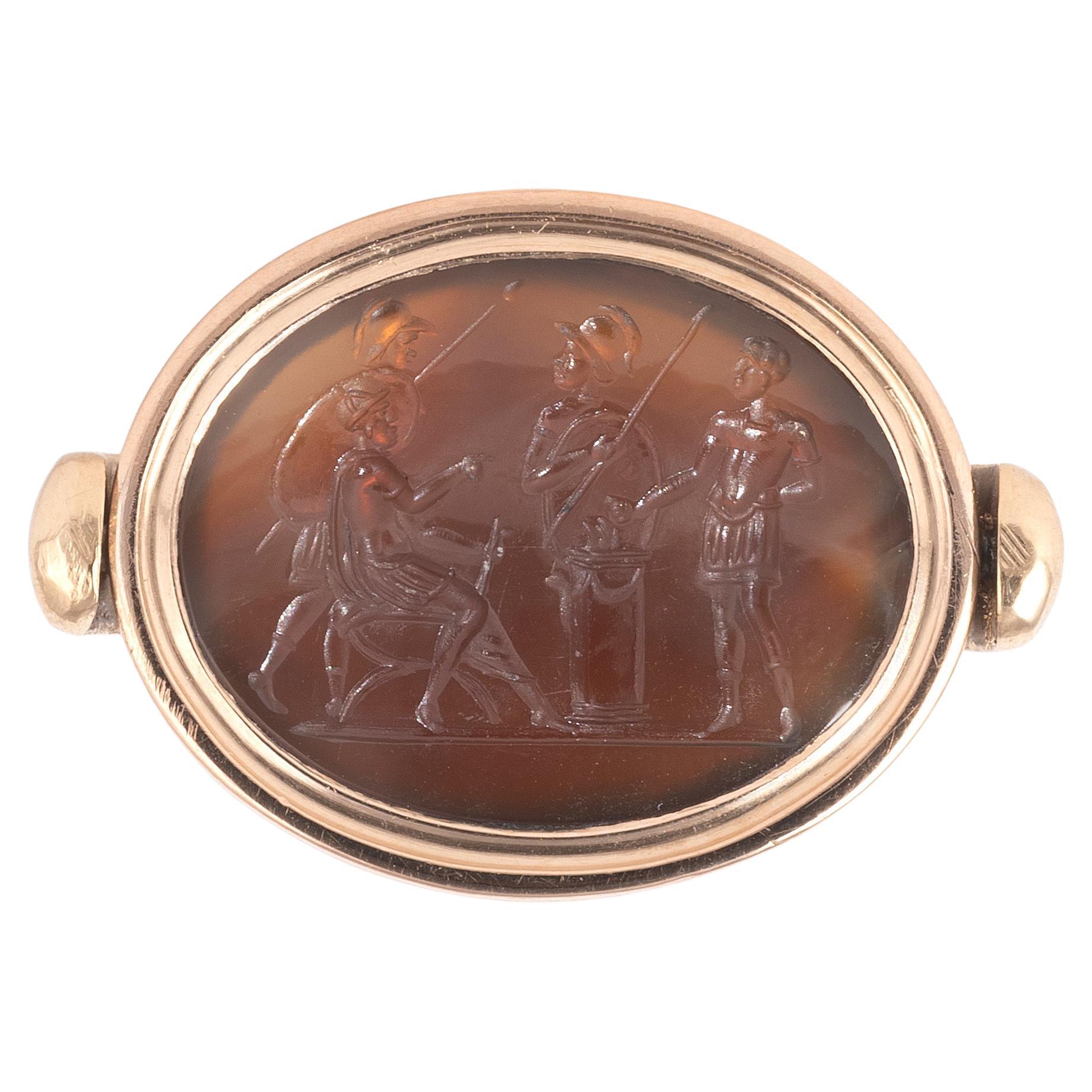 Agate Intaglio of Mucius Scaevola Ring 17th Century